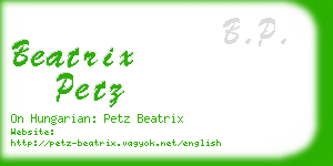 beatrix petz business card